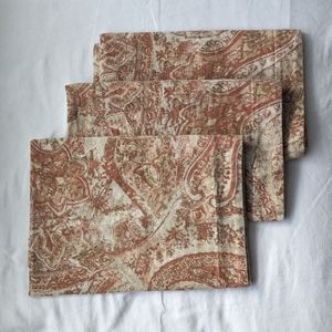 Pottery Barn Paisley Linen Blend Brown Cream Euro Pillow Covers - 3